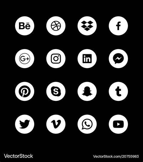 Round Social Media Icons Vector