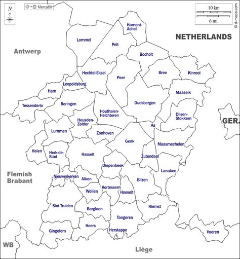 Limburg free map, free blank map, free outline map, free base map ...