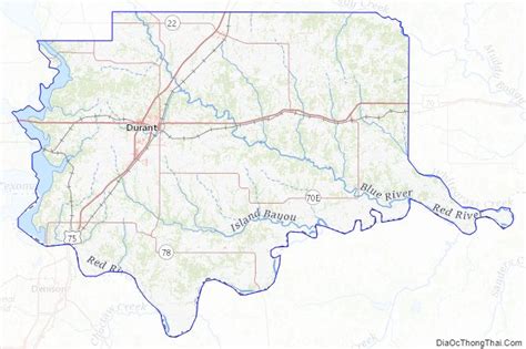 Map of Bryan County, Oklahoma - Thong Thai Real