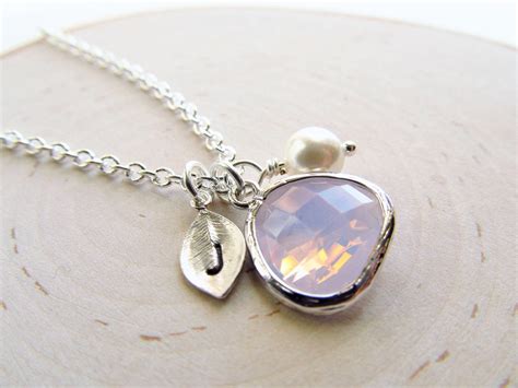 October Birthstone Necklace Opal Necklace Silver Birthstone