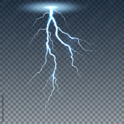 Realistic lightning and thunder bolt. Illustration isolated on ...