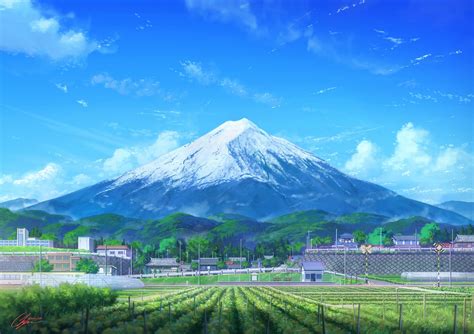 Anime Mount Fuji Scenery HD Wallpaper by NIK