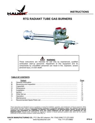 RTG RADIANT TUBE GAS BURNERS