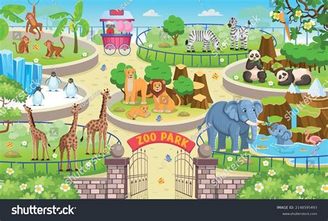 Zoo Map Enclosures Animals Outdoor Park: vetor stock (livre de direitos) 2148595493 | Shutterstock