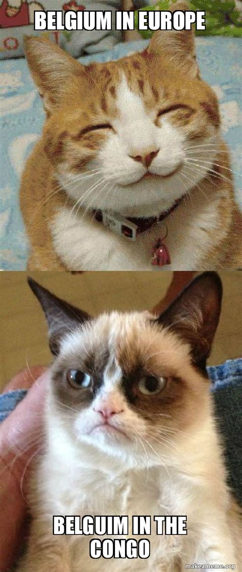 belgium in europe belguim in the congo - Grumpy Cat vs Happy Cat | Make a Meme