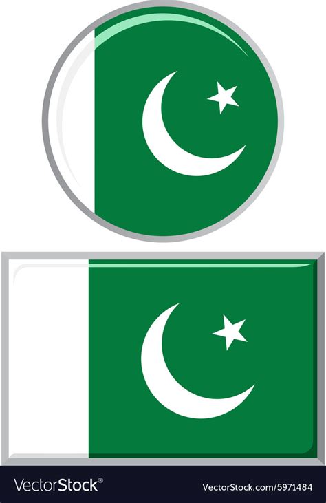 Pakistani round and square icon flag Royalty Free Vector