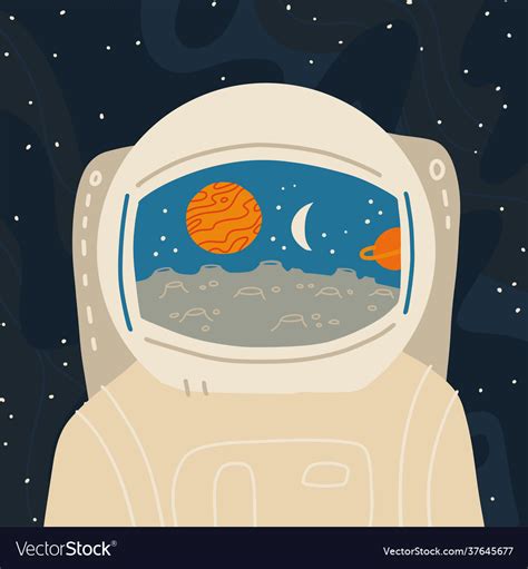 Astronaut close-up reflection in helmet Royalty Free Vector