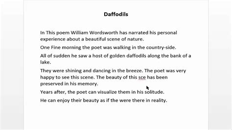 Daffodils Poem Summary