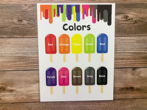 Colors Chart Popsicle Colors Learn Colors Color Chart | Etsy