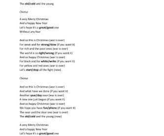 Song Worksheet: Happy Xmas by John Lennon