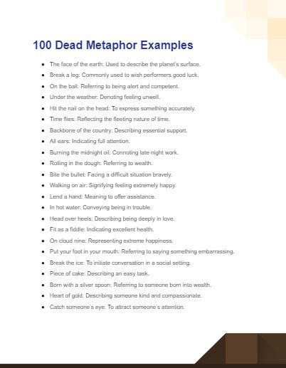 Dead Metaphor - 99+ Examples, How to write, PDF, Tips