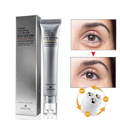 Peptide Anti Wrinkle Eye Serum Anti Puffiness Fine Lines Roller Massager Skin Remove Dark ...