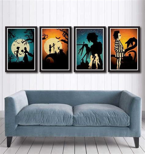 This Tim Burton Movie Poster Set Is The Perfect Way To Add A Little Halloween To Your Home All ...