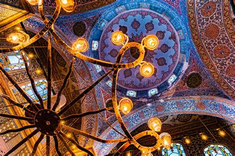 Interior of the Sultanahmet Mosque in Istanbul, Turkey Stock Photo - Image of decoration, light ...