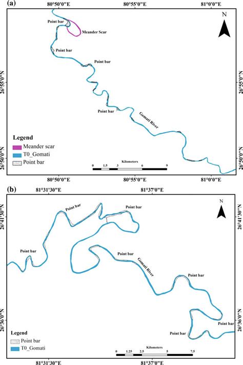 Map showing geomorphology of active channel of Gomati River | Download Scientific Diagram