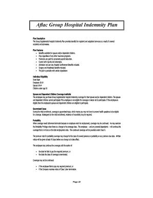 Fillable Online Aflac Group Hospital Indemnity Plan Fax Email Print - pdfFiller