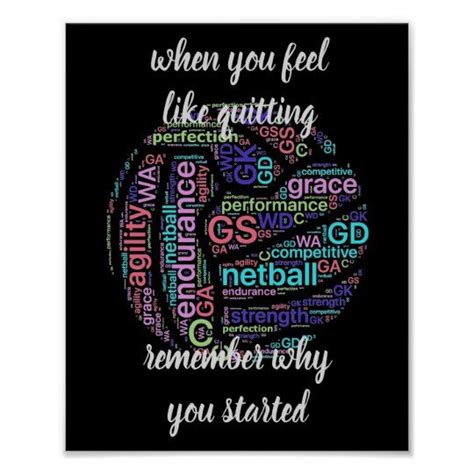 Motivational Netball Quote Poster | Zazzle.com | Netball quotes, Netball, Motivation