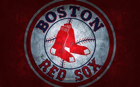 Boston Red Sox, American baseball team, red stone background, Boston ...