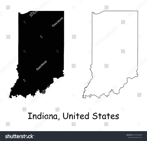 Indiana State Maps Black Silhouette Outline Stock Vector (Royalty Free ...