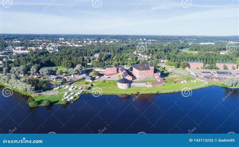 Medieval Castle in City Hameenlinna beside Lake, Aerial View Stock Photo - Image of cloud ...