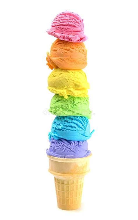 Six Large Scoops of Rainbow Ice Cream Stock Photo - Image of background, cherry: 126835708