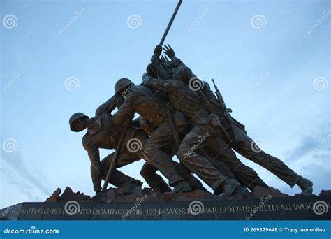 Close Up of the Bronze Sculptures of the Marines on the United States Marine Corps War Memorial ...