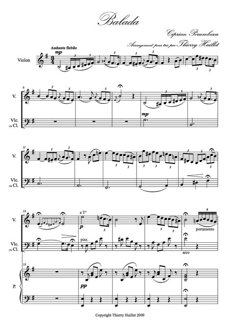 Porumbescu: Balada, transcription and harmonization for piano, violin ...