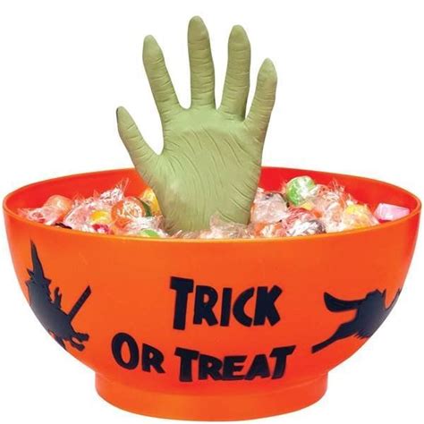 This trick or treat candy bowl is such a fun supply for your Halloween party! As Your gu ...