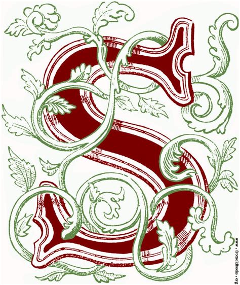 Floriated initial capital letter “S” (coloured version) | Fancy letters ...