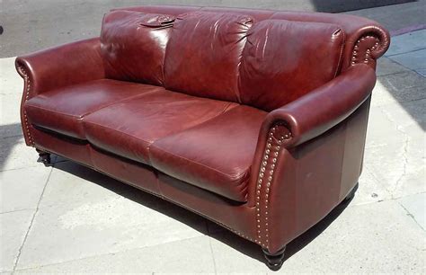 UHURU FURNITURE & COLLECTIBLES: SOLD Antique Style Burgundy Leather ...