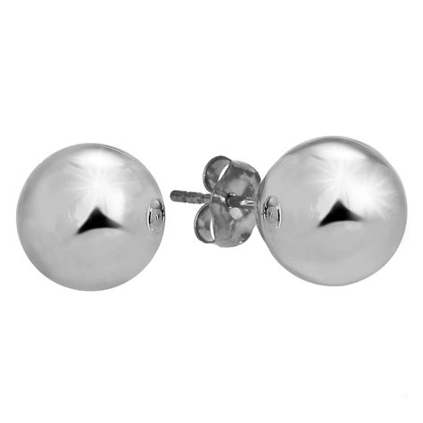 JewelStop - 14K White Gold Ball Stud Earrings - 2mm 3mm 4mm 5mm 6mm 7mm ...