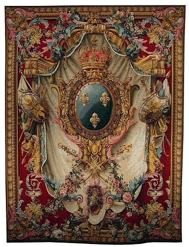 French Coat of Arms - burgundy tapestry - arms of France