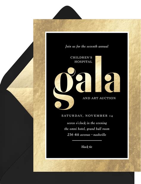 Shimmering Gala Invitations in Gold | Greenvelope.com