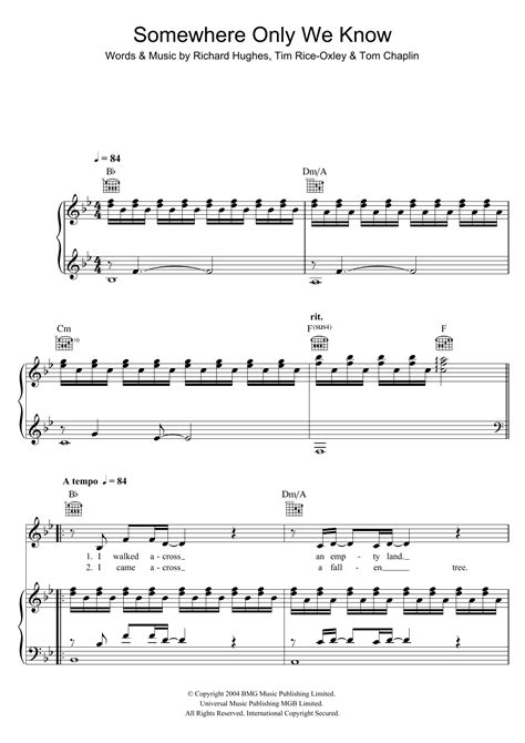 Somewhere Only We Know | Sheet Music Direct