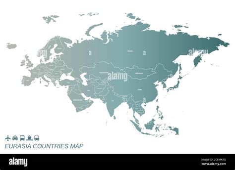 Eurasia Countries Map. Detail Map Vector with National Capital Plots Stock Vector Image & Art ...