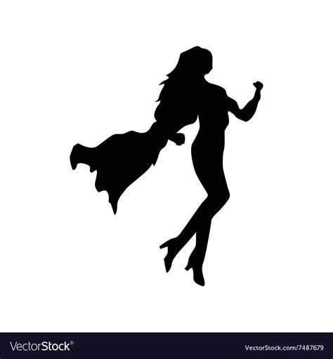 Superhero woman silhouette Royalty Free Vector Image