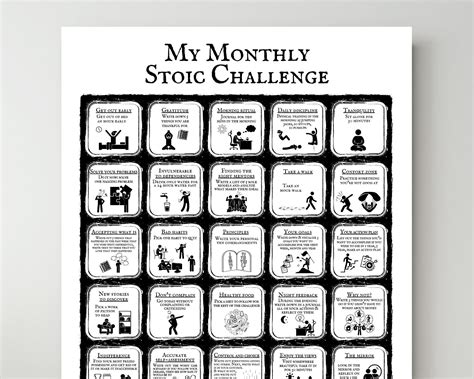 Monthly Stoic Training Poster Printable, Daily Stoic Teachings Monthly Poster Daily Stoic ...