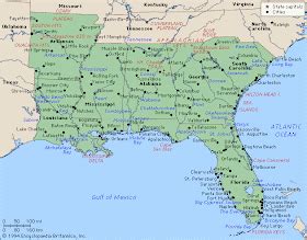 Maps of the United States: Deep South Map Region Area