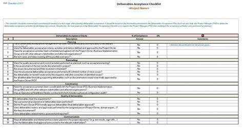 Deliverables Acceptance Checklist - PM².EU