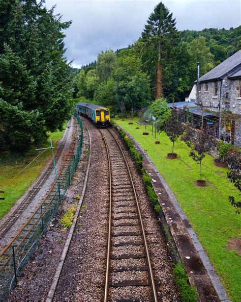 Beautiful View of a Welsh Train Arriving into Station on a Sunny Day ...