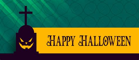 happy halloween banner with scary grave and laughing ghost face - Download Free Vector Art ...