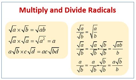 Dividing Radicals (example, solutions, videos, worksheets, games ...