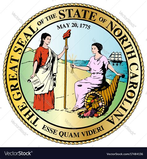 North carolina state great seal Royalty Free Vector Image