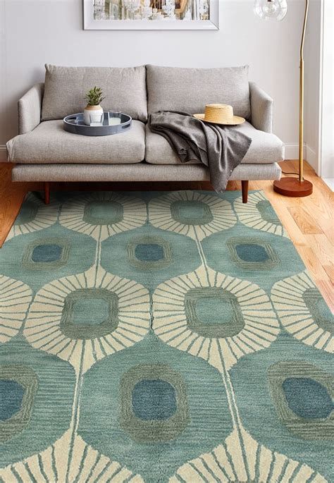 Woodbridge - Color: Aqua; Size: 7'6" x 9'6" | Mid century modern rugs ...