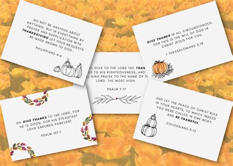 15 Thanksgiving Bible Verses Printable Notecards Scripture Memorization ...