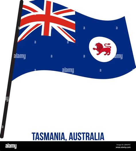 Tasmania (Tas) Flag Waving Vector Illustration on White Background. States Flag of Australia ...