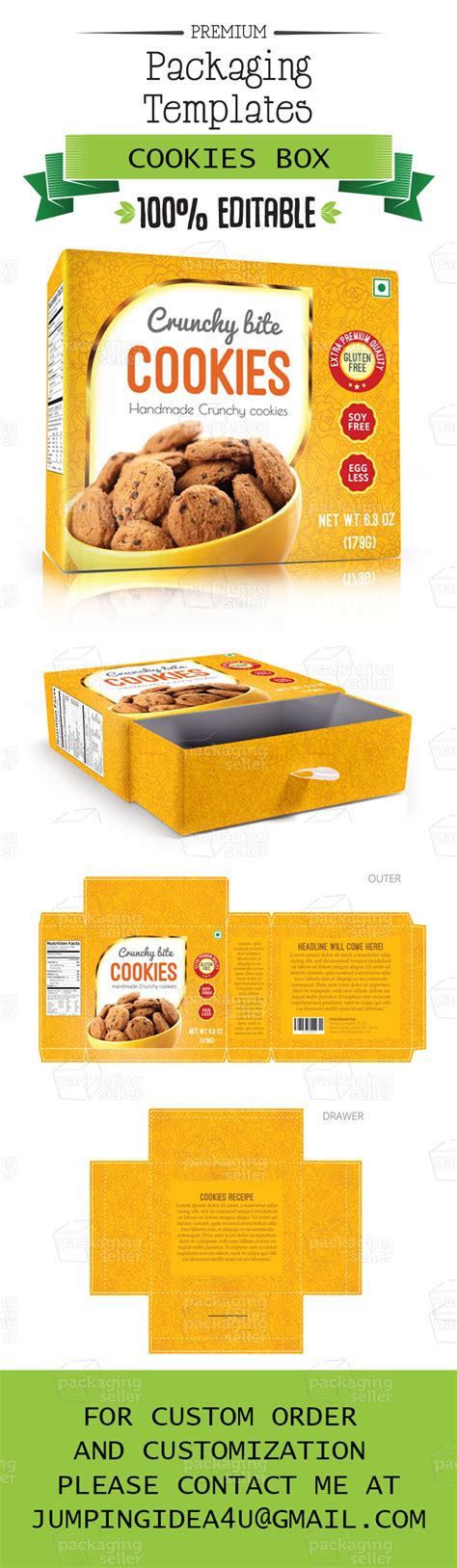 Cookies Packaging Template (JI-32) - Packaging Seller | Cookie packaging, Packaging template ...