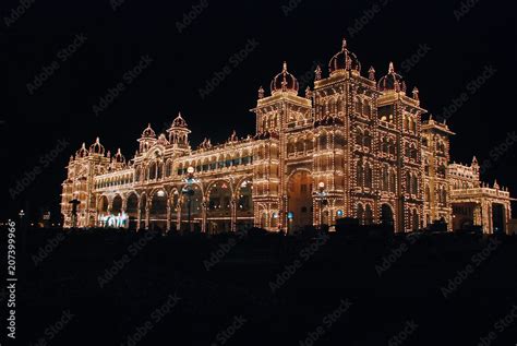 Mysore palace illuminated on the occasion of Dussera festivals Stock Photo | Adobe Stock