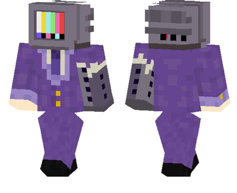 Purple Suit TV Head Man | Minecraft PE Skins