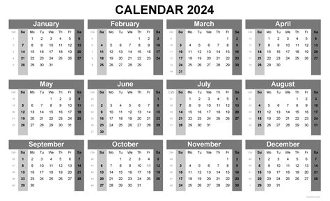 2024 Calendar Printable, PDF, Excel and Image file - free download ...